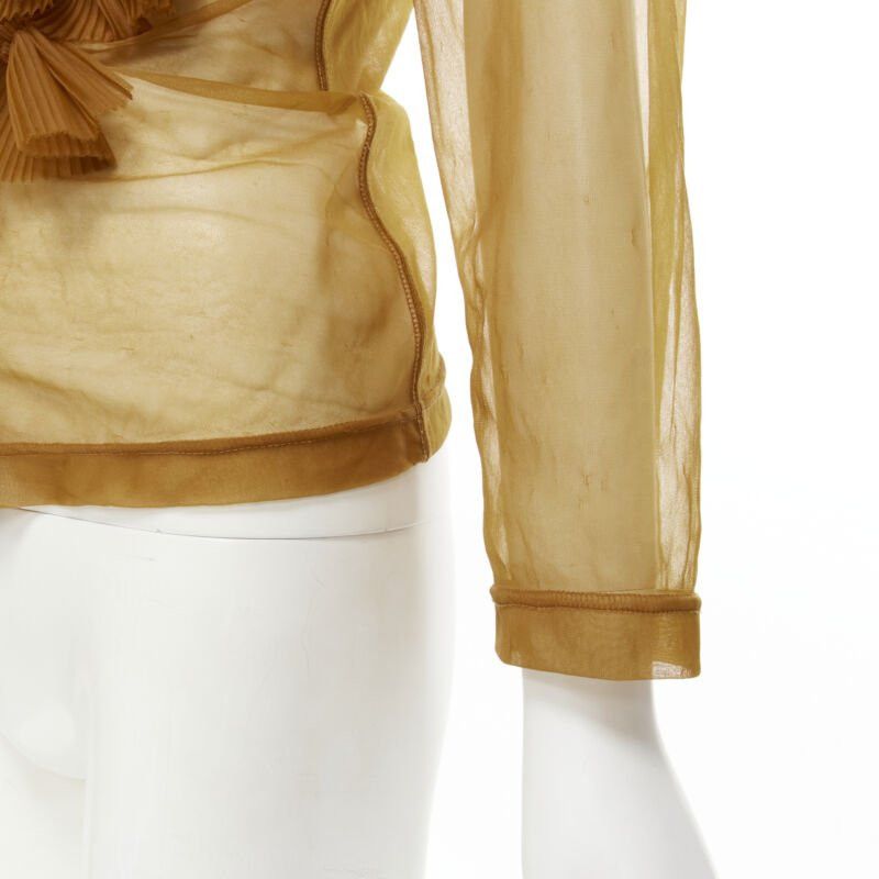 Comme des Garcons COMME DES GARCONS 1990s sheer brown pleated ruffle button front shirt M Size M / US 6-8 / IT 42-44 - 9 Thumbnail