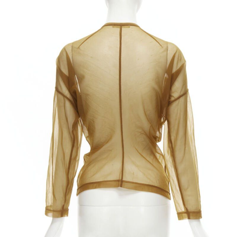 Comme des Garcons COMME DES GARCONS 1990s sheer brown pleated ruffle button front shirt M Size M / US 6-8 / IT 42-44 - 5 Thumbnail