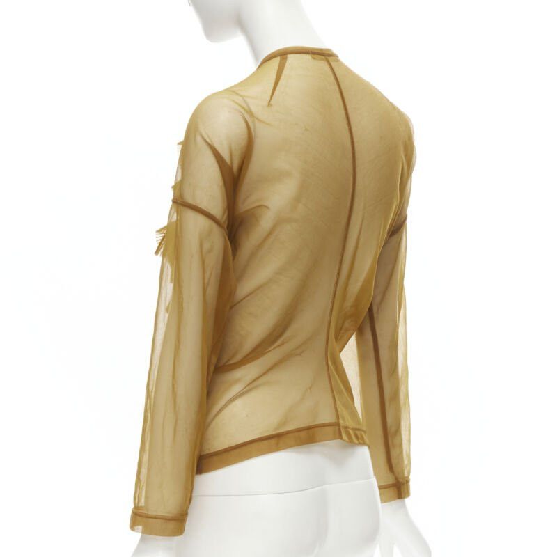 Comme des Garcons COMME DES GARCONS 1990s sheer brown pleated ruffle button front shirt M Size M / US 6-8 / IT 42-44 - 6 Thumbnail