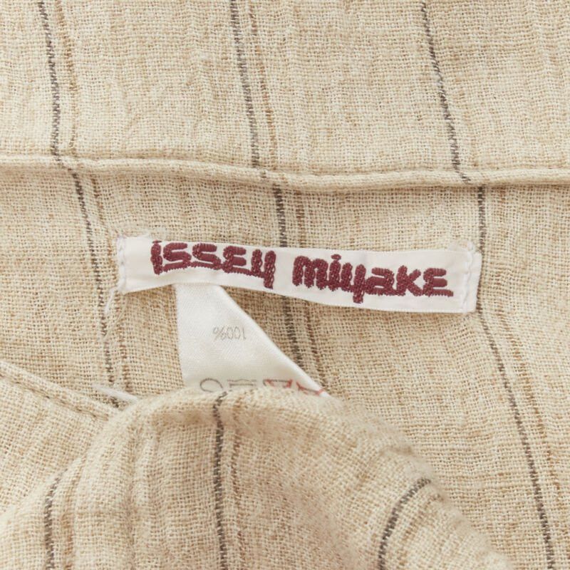 Issey Miyake ISSEY MIYAKE 1980's Vintage beige striped linen waterfall ruffle top S Rare Size S / US 4 / IT 40 - 10 Thumbnail