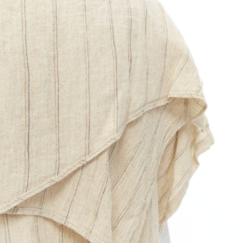 Issey Miyake ISSEY MIYAKE 1980's Vintage beige striped linen waterfall ruffle top S Rare Size S / US 4 / IT 40 - 9 Thumbnail