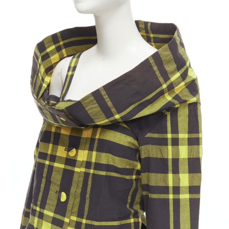 Issey Miyake ISSEY MIYAKE Vintage black yellow check plaid cotton stand collar shirt S Rare Size S / US 4 / IT 40 - 8 Thumbnail
