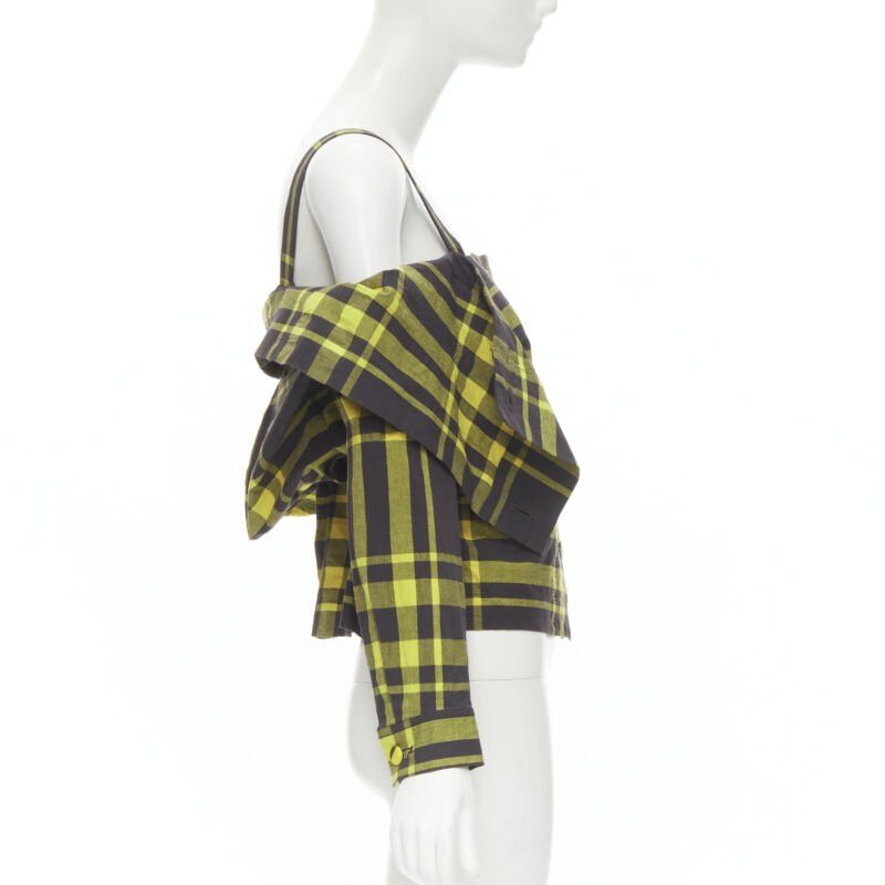 Issey Miyake ISSEY MIYAKE Vintage black yellow check plaid cotton stand collar shirt S Rare Size S / US 4 / IT 40 - 5 Thumbnail
