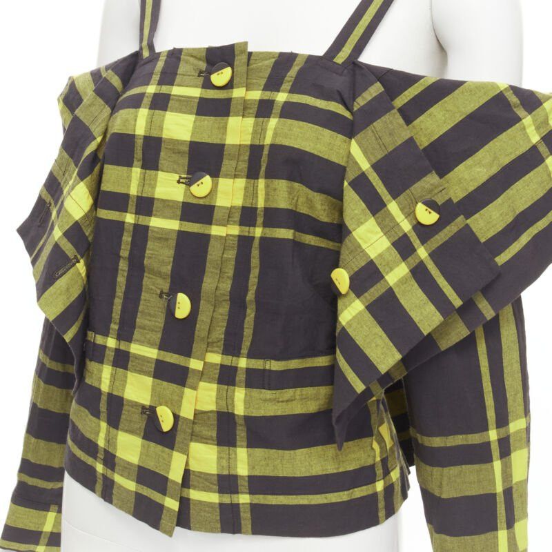 Issey Miyake ISSEY MIYAKE Vintage black yellow check plaid cotton stand collar shirt S Rare Size S / US 4 / IT 40 - 9 Thumbnail