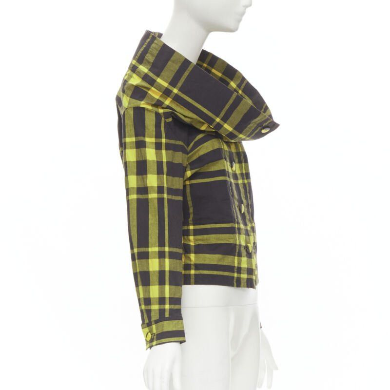 Issey Miyake ISSEY MIYAKE Vintage black yellow check plaid cotton stand collar shirt S Rare Size S / US 4 / IT 40 - 3 Thumbnail