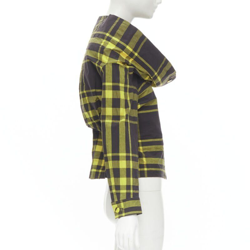 Issey Miyake ISSEY MIYAKE Vintage black yellow check plaid cotton stand collar shirt S Rare Size S / US 4 / IT 40 - 4 Thumbnail