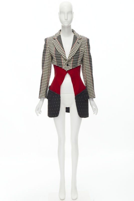 Comme des Garcons vintage COMME DES GARCONS 2001 tweed velvet jacquard deconstructed blazer S Size S / US 4 / IT 40 - 10 Thumbnail
