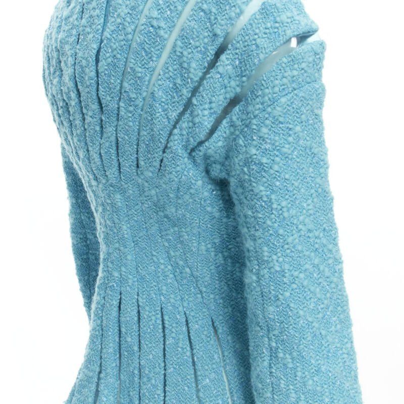 Junya Watanabe JUNYA WATANABE 2001 teal blue boucle tweed PVC trimmed space age jacket S Size S / US 4 / IT 40 - 8 Thumbnail