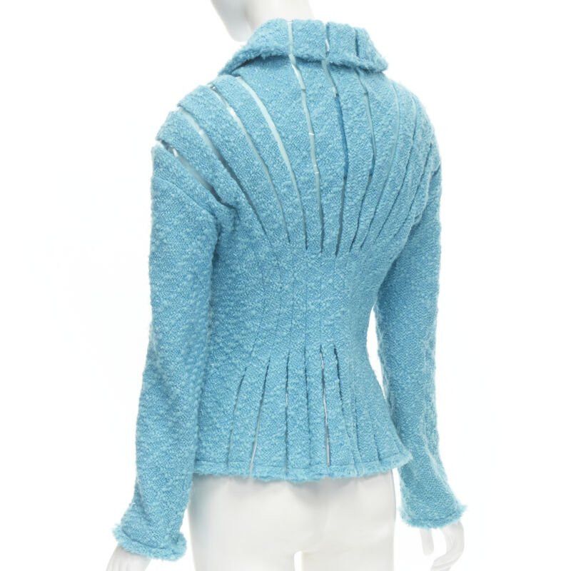 Junya Watanabe JUNYA WATANABE 2001 teal blue boucle tweed PVC trimmed space age jacket S Size S / US 4 / IT 40 - 6 Thumbnail