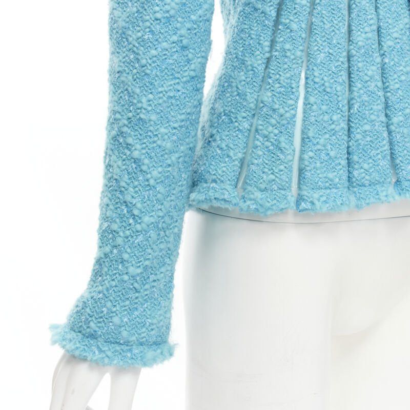 Junya Watanabe JUNYA WATANABE 2001 teal blue boucle tweed PVC trimmed space age jacket S Size S / US 4 / IT 40 - 9 Thumbnail