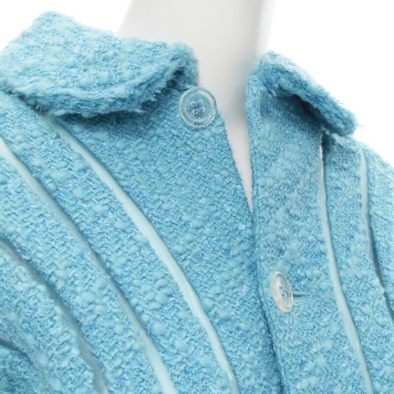 Junya Watanabe JUNYA WATANABE 2001 teal blue boucle tweed PVC trimmed space age jacket S Size S / US 4 / IT 40 - 7 Thumbnail