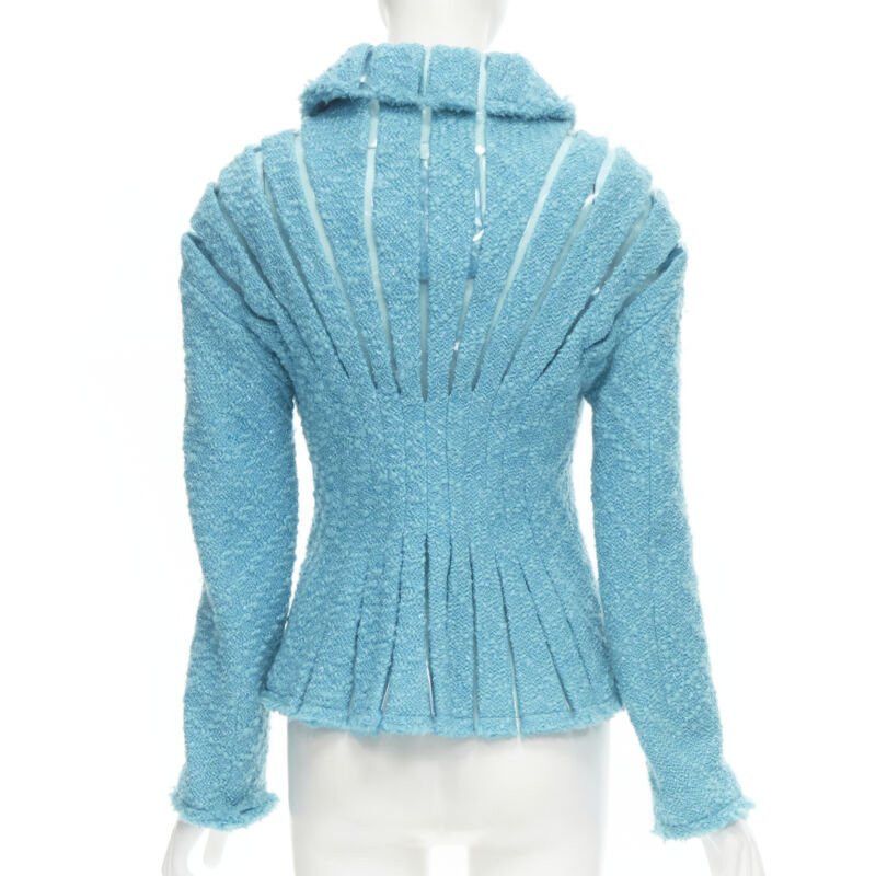 Junya Watanabe JUNYA WATANABE 2001 teal blue boucle tweed PVC trimmed space age jacket S Size S / US 4 / IT 40 - 5 Thumbnail