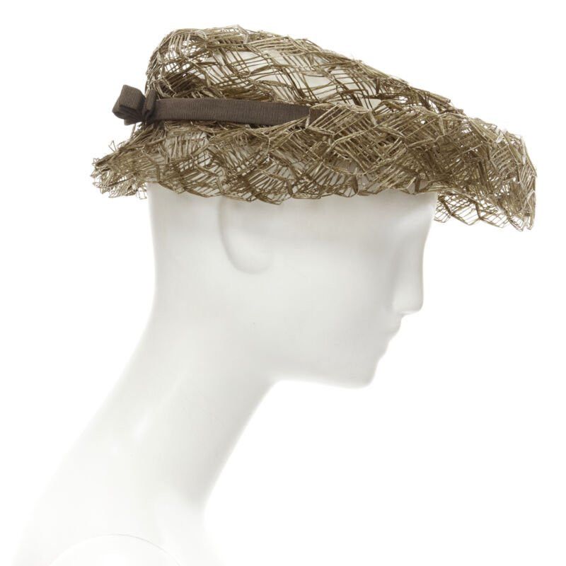 Other vintage LAURENCE PARIS brown straw raffia woven bow grosgrain boater hat Size ONE SIZE - 4 Thumbnail