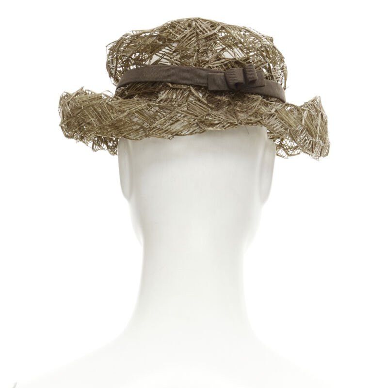 Other vintage LAURENCE PARIS brown straw raffia woven bow grosgrain boater hat Size ONE SIZE - 5 Thumbnail