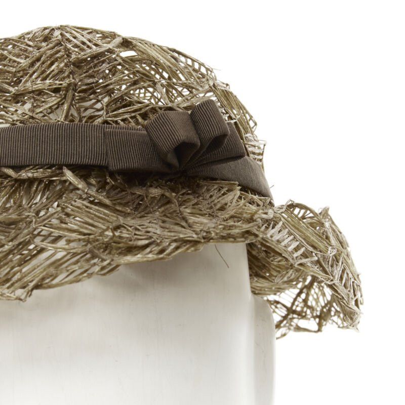 Other vintage LAURENCE PARIS brown straw raffia woven bow grosgrain boater hat Size ONE SIZE - 2 Thumbnail