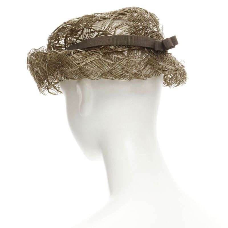 Other vintage LAURENCE PARIS brown straw raffia woven bow grosgrain boater hat Size ONE SIZE - 6 Thumbnail