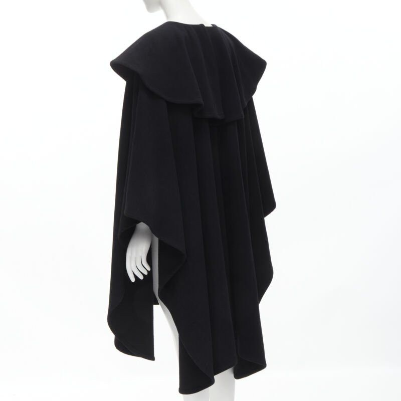 Comme des Garcons COMME DES GARCONS Vintage 1980s black wool wide ruffle collar circle poncho cape Size M / US 6-8 / IT 42-44 - 6 Thumbnail