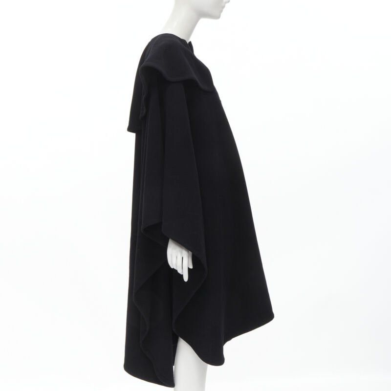 Comme des Garcons COMME DES GARCONS Vintage 1980s black wool wide ruffle collar circle poncho cape Size M / US 6-8 / IT 42-44 - 4 Thumbnail