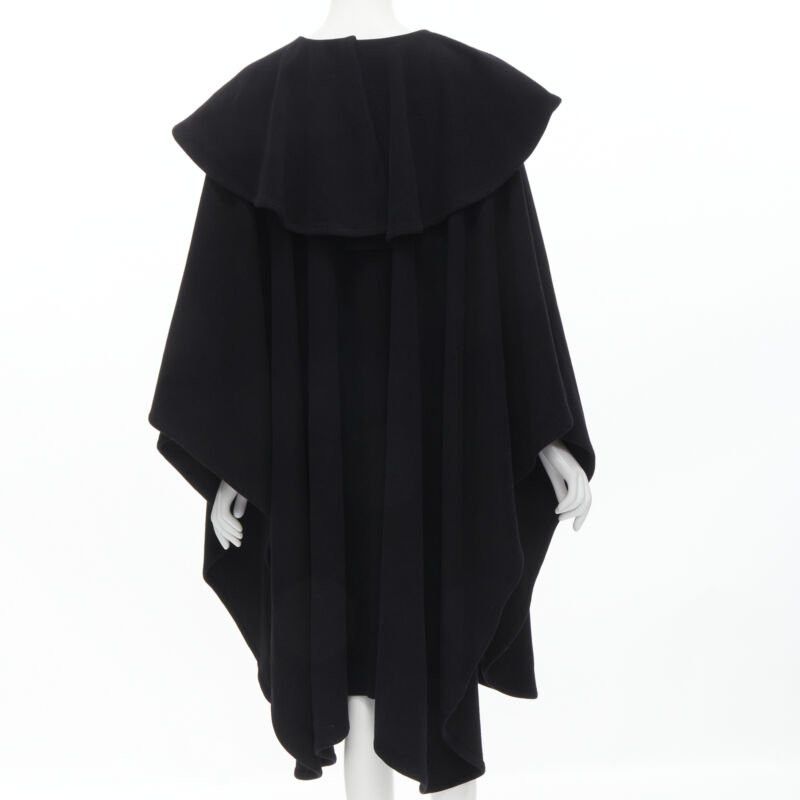 Comme des Garcons COMME DES GARCONS Vintage 1980s black wool wide ruffle collar circle poncho cape Size M / US 6-8 / IT 42-44 - 5 Thumbnail