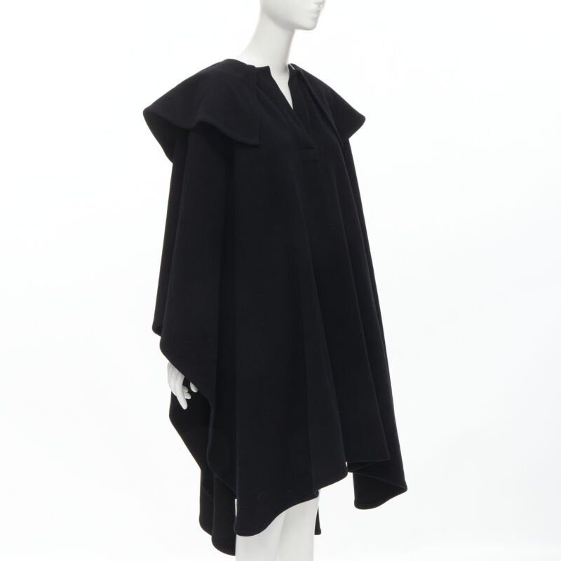 Comme des Garcons COMME DES GARCONS Vintage 1980s black wool wide ruffle collar circle poncho cape Size M / US 6-8 / IT 42-44 - 3 Thumbnail