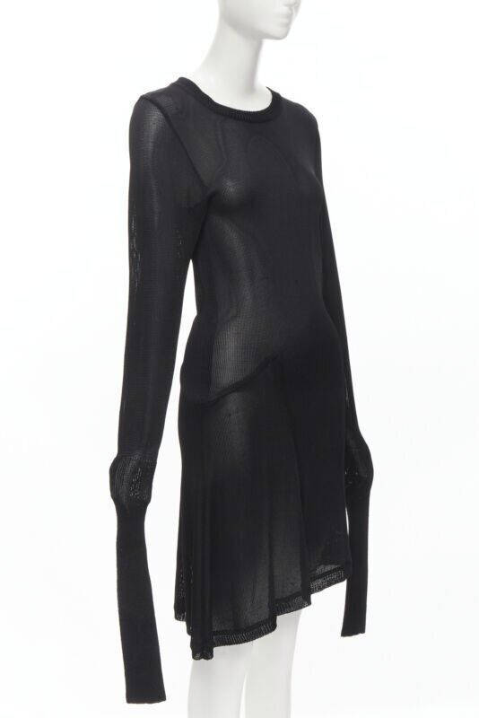 Comme des Garcons COMME DES GARCONS Vintage 1980s black extra long sleeves angular sweater dress Size M / US 6-8 / IT 42-44 - 3 Thumbnail