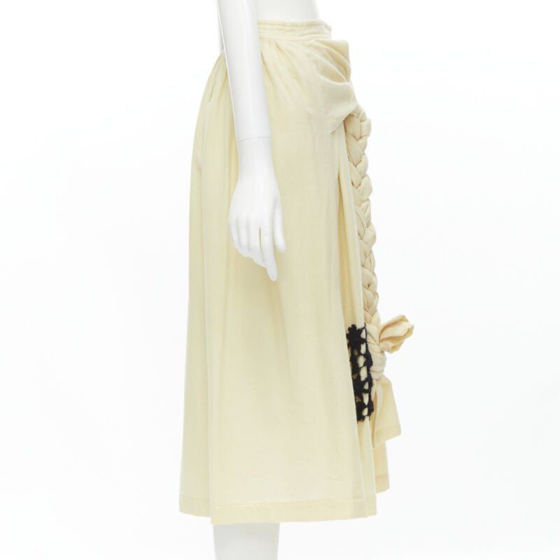 Comme des Garcons COMME DES GARCONS Vintage 1988 cream wool braid black lattice embroidery skirt M Size 28" / US 6 / IT 42 - 4 Thumbnail