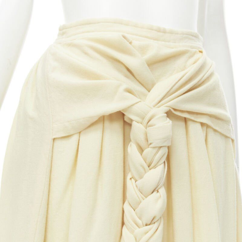 Comme des Garcons COMME DES GARCONS Vintage 1988 cream wool braid black lattice embroidery skirt M Size 28" / US 6 / IT 42 - 7 Thumbnail