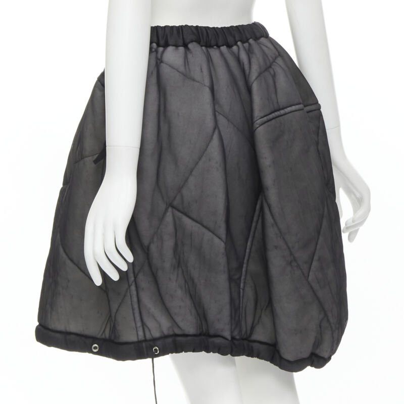 Comme des Garcons COMME DES GARCONS Vintage 1990 black sheer nylon drawstring padded puffy skirt M Size 28" / US 6 / IT 42 - 6 Thumbnail