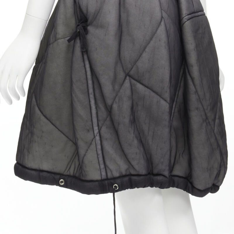 Comme des Garcons COMME DES GARCONS Vintage 1990 black sheer nylon drawstring padded puffy skirt M Size 28" / US 6 / IT 42 - 8 Thumbnail