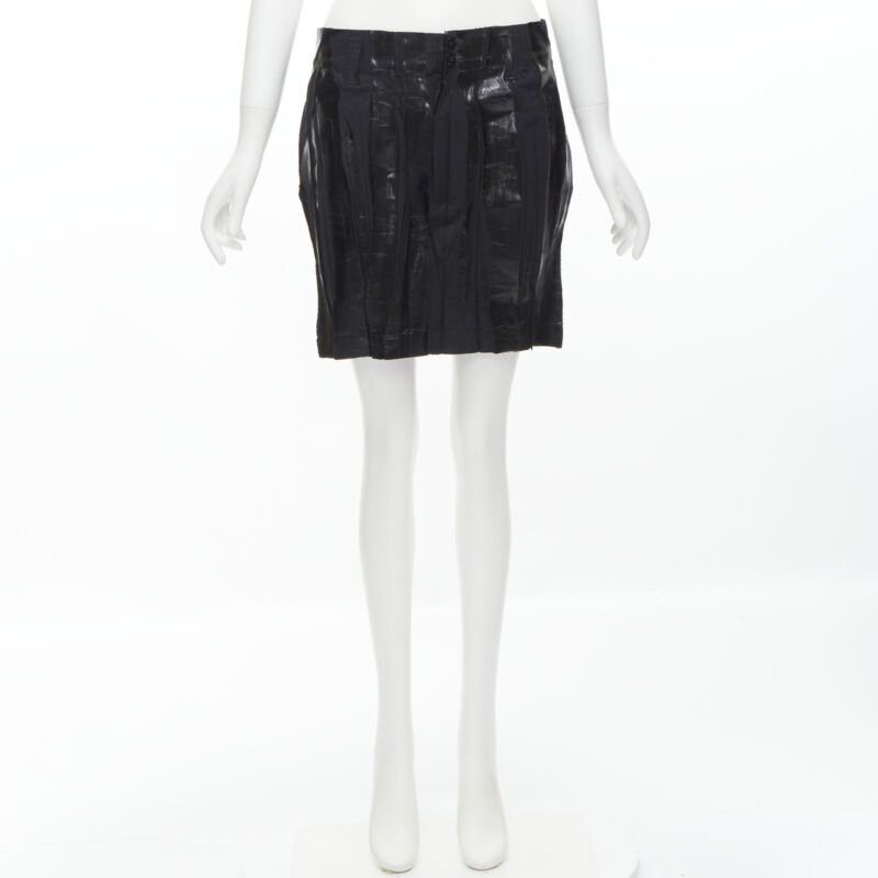 Issey Miyake ISSEY MIYAKE Vintage black lacquered coating pleated mini skirt M Rare Size 28" / US 6 / IT 42 - 10 Thumbnail