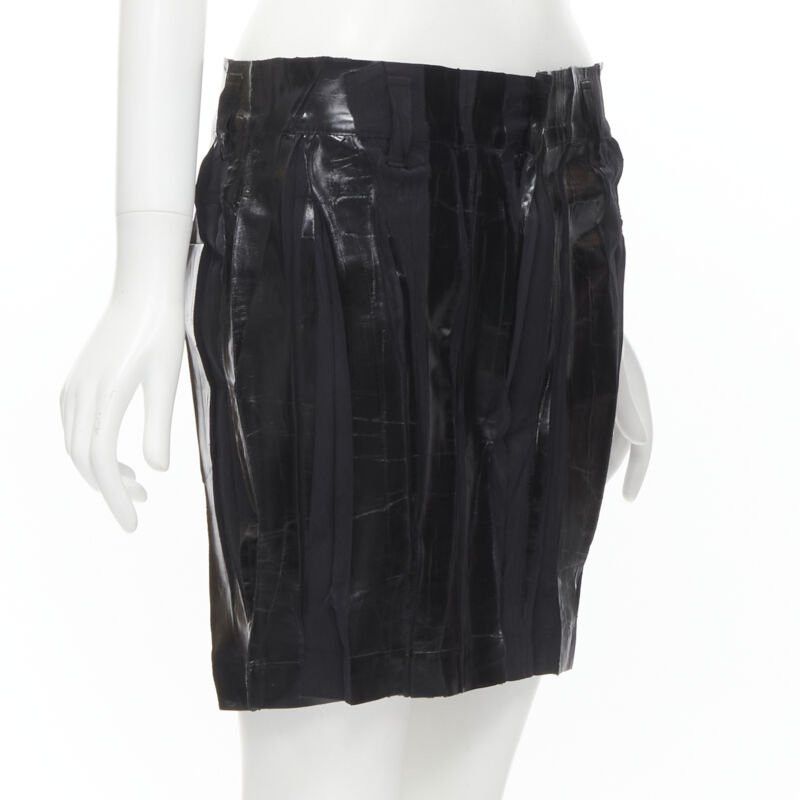 Issey Miyake ISSEY MIYAKE Vintage black lacquered coating pleated mini skirt M Rare Size 28" / US 6 / IT 42 - 3 Thumbnail