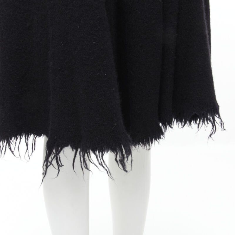 Junya Watanabe JUNYA WATANABE 2003 black boiled wool frayed edge silver punk chain midi skirt S Size 27" / US 4 / IT 40 - 8 Thumbnail
