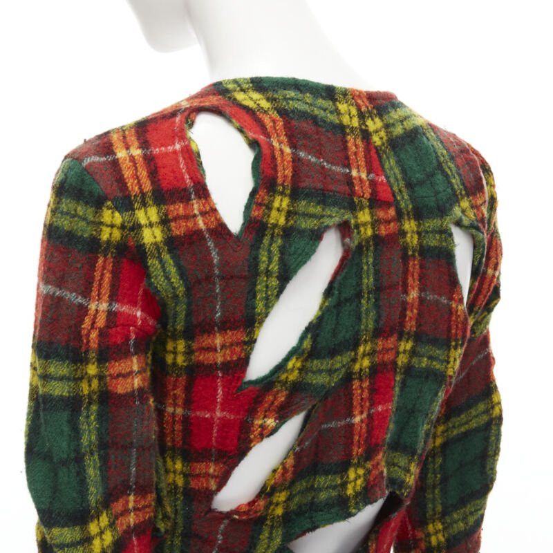Junya Watanabe JUNYA WATANABE Vintage 1995 red punk plaid boiled wool slash cut out jacket S Size S / US 4 / IT 40 - 2 Thumbnail