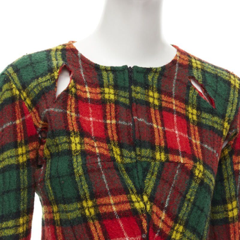 Junya Watanabe JUNYA WATANABE Vintage 1995 red punk plaid boiled wool slash cut out jacket S Size S / US 4 / IT 40 - 8 Thumbnail