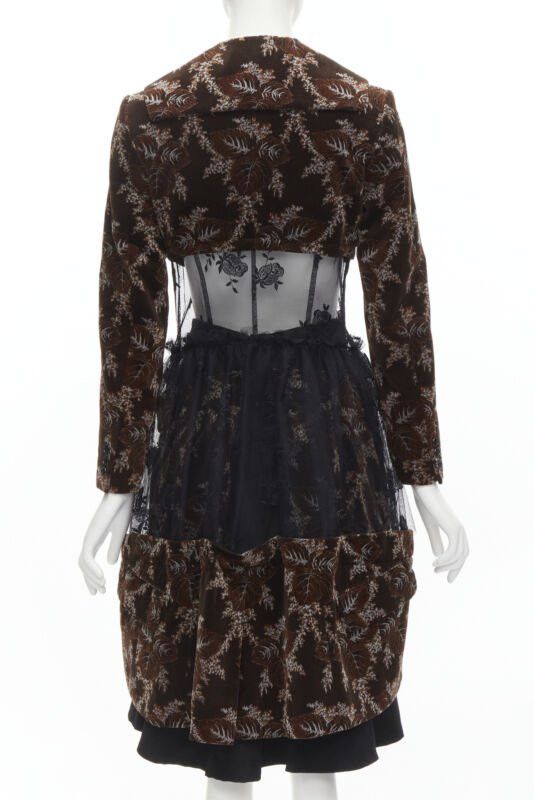 Comme des Garcons COMME DES GARCONS Vintage 2001 brown velvet floral mesh coat corset skirt S Size S / US 4 / IT 40 - 5 Thumbnail