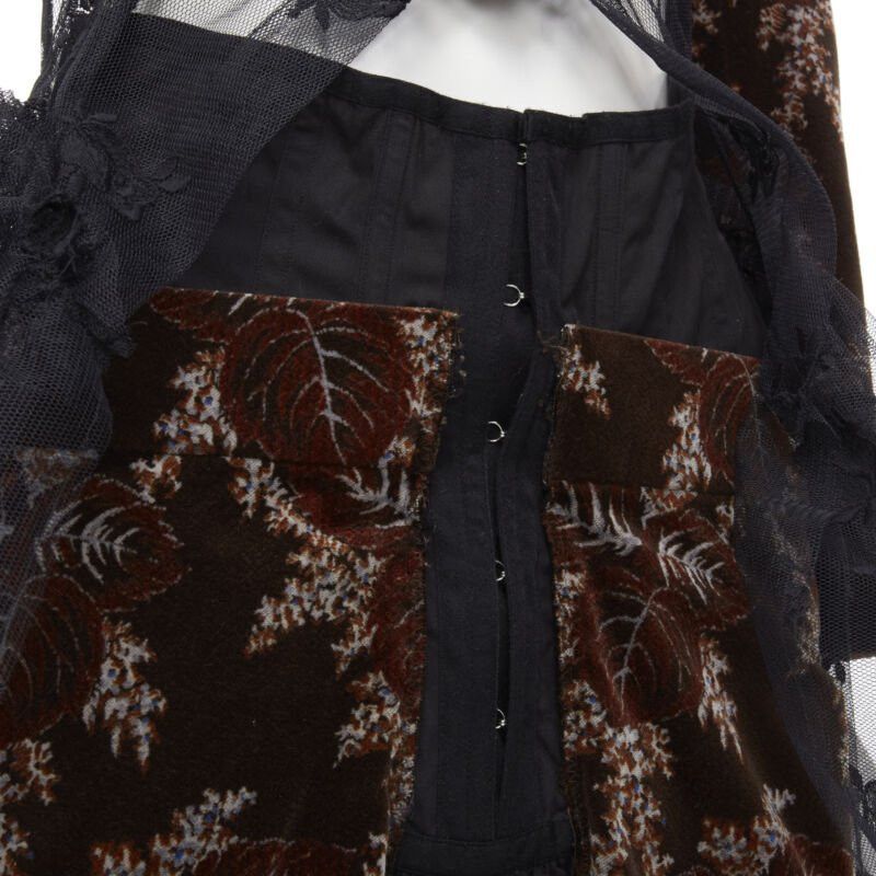 Comme des Garcons COMME DES GARCONS Vintage 2001 brown velvet floral mesh coat corset skirt S Size S / US 4 / IT 40 - 10 Thumbnail