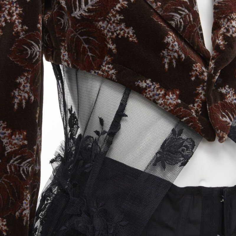 Comme des Garcons COMME DES GARCONS Vintage 2001 brown velvet floral mesh coat corset skirt S Size S / US 4 / IT 40 - 9 Thumbnail