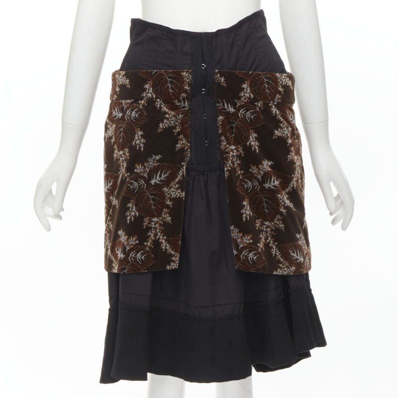Comme des Garcons COMME DES GARCONS Vintage 2001 brown velvet floral mesh coat corset skirt S Size S / US 4 / IT 40 - 8 Thumbnail