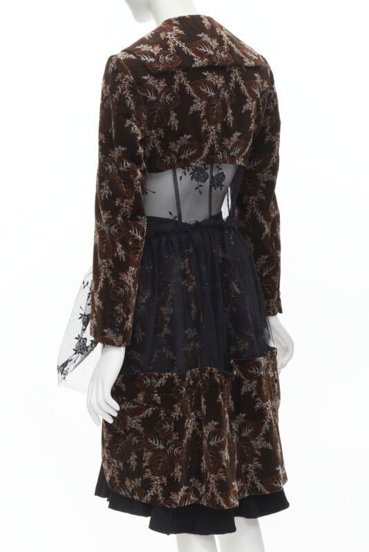 Comme des Garcons COMME DES GARCONS Vintage 2001 brown velvet floral mesh coat corset skirt S Size S / US 4 / IT 40 - 6 Thumbnail