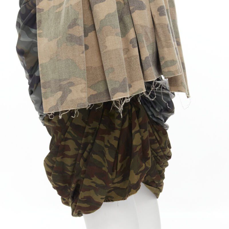 Comme des Garcons COMME DES GARCONS 2005 Runway mixed cotton nylon blue green camo ruched skirt XS Size 26" / US 2 / IT 38 - 8 Thumbnail