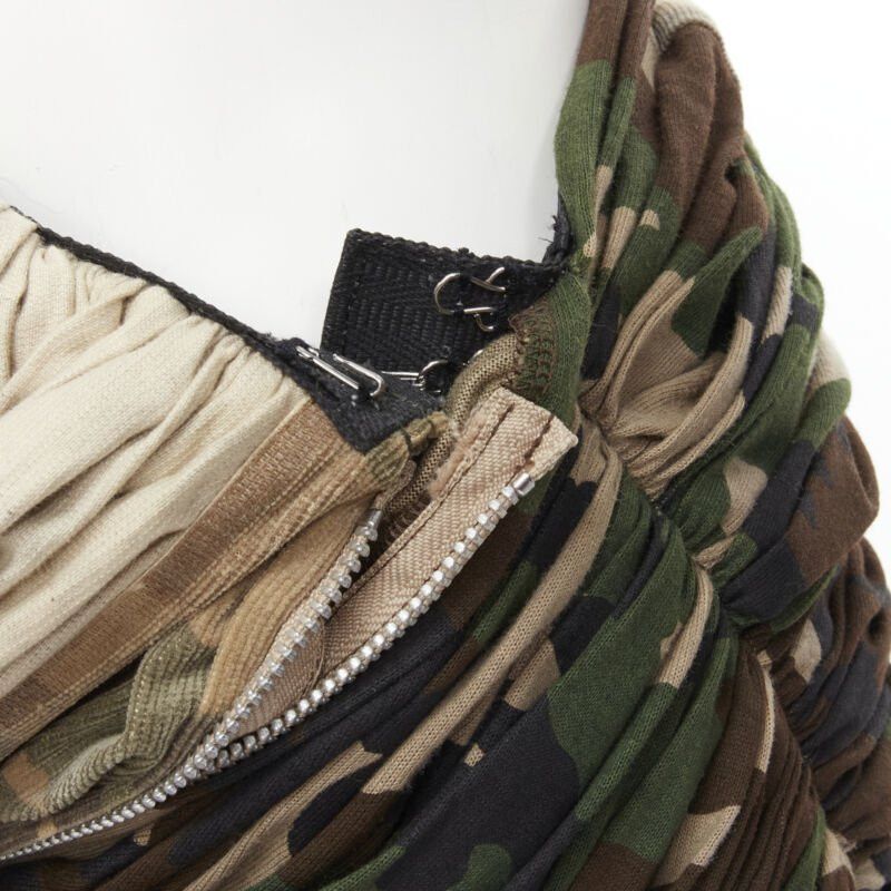Comme des Garcons COMME DES GARCONS 2005 Runway mixed cotton nylon blue green camo ruched skirt XS Size 26" / US 2 / IT 38 - 10 Thumbnail