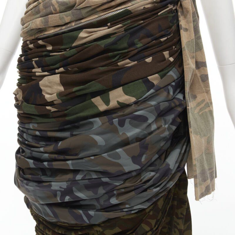 Comme des Garcons COMME DES GARCONS 2005 Runway mixed cotton nylon blue green camo ruched skirt XS Size 26" / US 2 / IT 38 - 7 Thumbnail