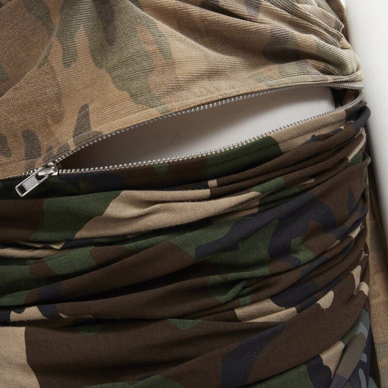Comme des Garcons COMME DES GARCONS 2005 Runway mixed cotton nylon blue green camo ruched skirt XS Size 26" / US 2 / IT 38 - 9 Thumbnail