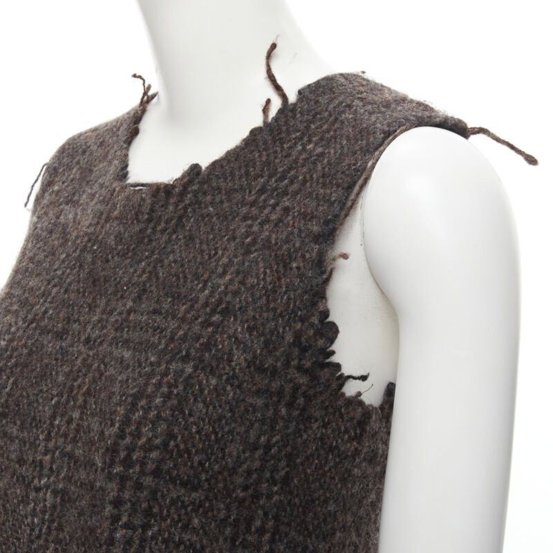 Comme des Garcons COMME DES GARCONS Vintage 1994 boiled wool tweed raw frayed edge midi dress M Size M / US 6-8 / IT 42-44 - 2 Thumbnail