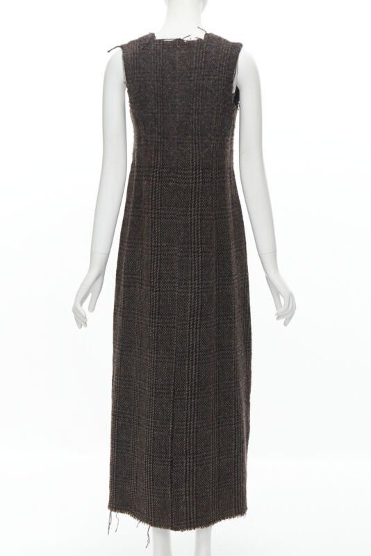 Comme des Garcons COMME DES GARCONS Vintage 1994 boiled wool tweed raw frayed edge midi dress M Size M / US 6-8 / IT 42-44 - 5 Thumbnail