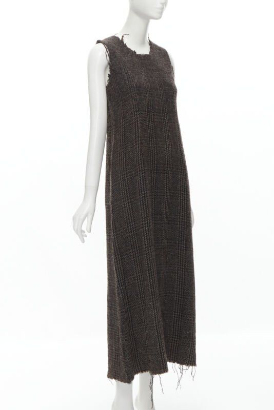 Comme des Garcons COMME DES GARCONS Vintage 1994 boiled wool tweed raw frayed edge midi dress M Size M / US 6-8 / IT 42-44 - 3 Thumbnail