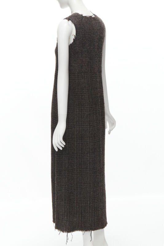 Comme des Garcons COMME DES GARCONS Vintage 1994 boiled wool tweed raw frayed edge midi dress M Size M / US 6-8 / IT 42-44 - 6 Thumbnail