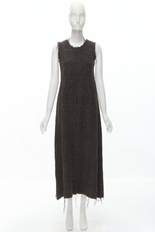 Comme des Garcons COMME DES GARCONS Vintage 1994 boiled wool tweed raw frayed edge midi dress M Size M / US 6-8 / IT 42-44 - 10 Thumbnail