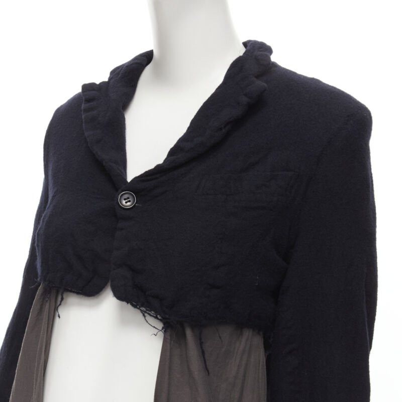 Comme des Garcons vintage COMME DES GARCONS 1994 black shrunken boiled wool grey duster coat M Size M / US 6-8 / IT 42-44 - 2 Thumbnail