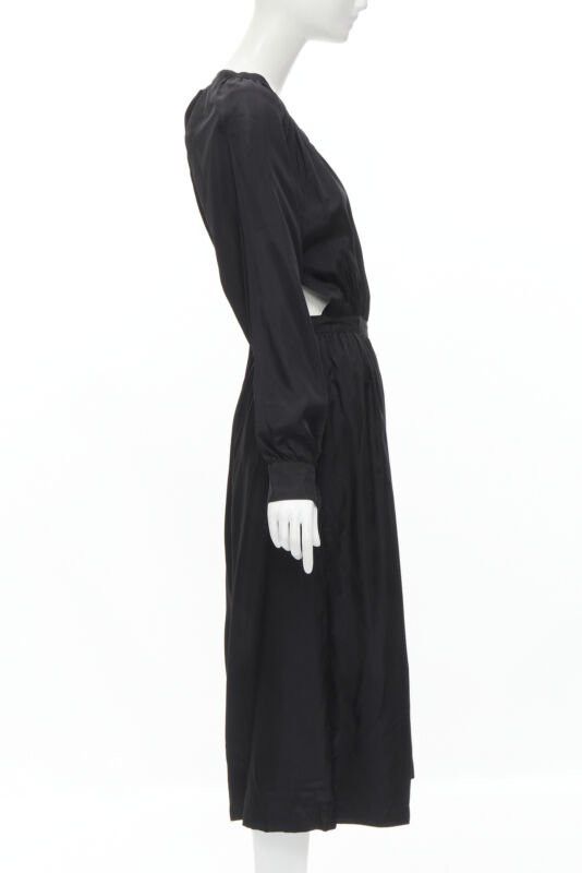 Comme des Garcons vintage COMME DES GARCONS TRICOT 1989 black rayon open back wide leg jumpsuit M Size 28" / US 6 / IT 42 - 4 Thumbnail